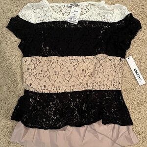 New with tags DKNY women’s lace peplum top